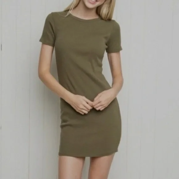 green emerald velvet dress Jinsuen Mini Dress in Lycra Olive